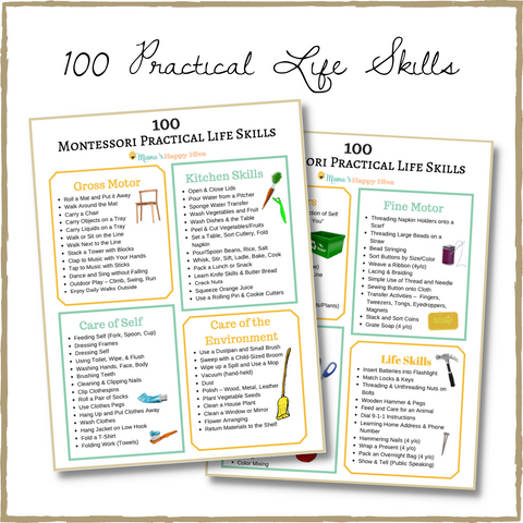 100 Montessori Practical Life Skills List