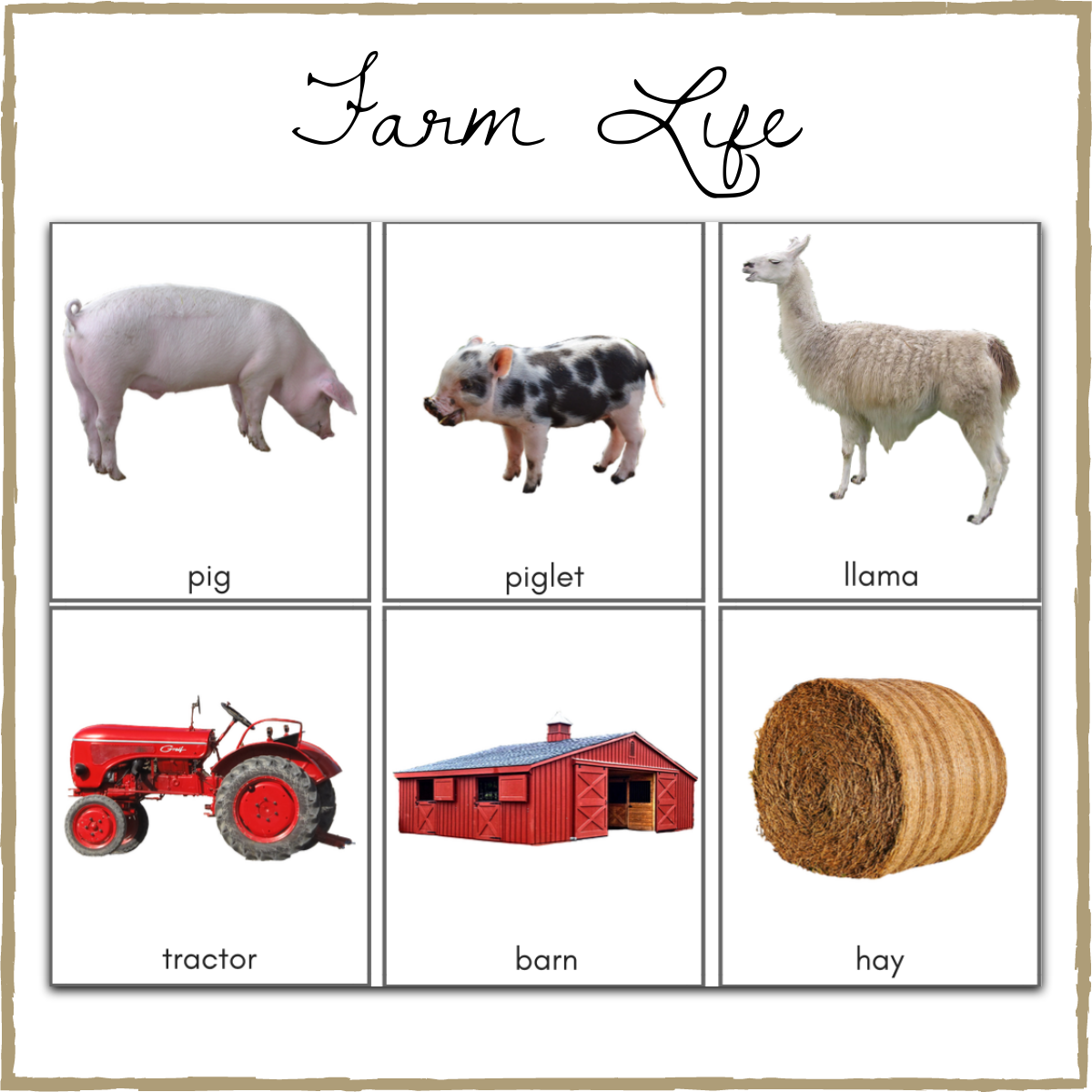 Farm Animals Toddler Matching Cards