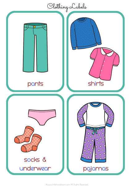 Montessori Clothing Labels for Baskets