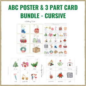Christmas ABC Poster & 3 Part Cards - Cursive