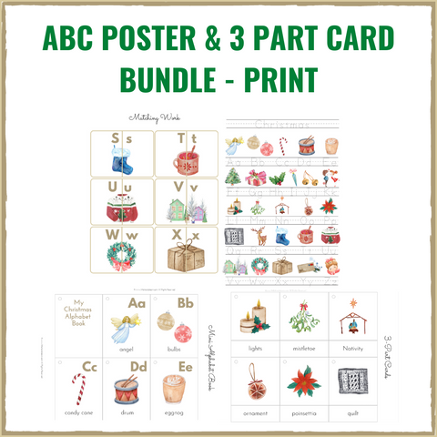Christmas ABC Poster & 3 Part Cards - Print