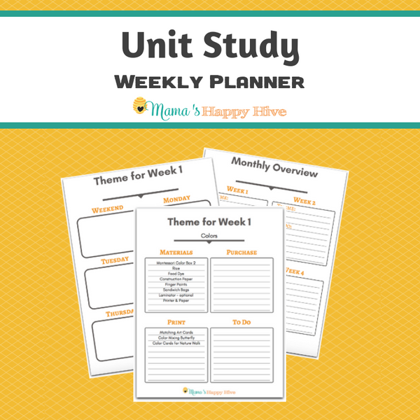 Homeschool Unit Study Weekly Planner