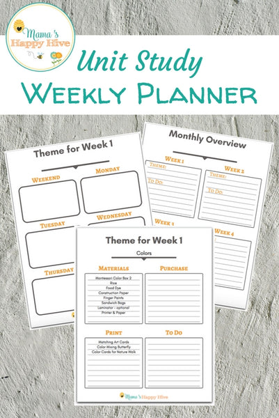 Homeschool Unit Study Weekly Planner